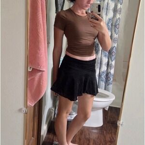 Refuge Black Glitter Mini Skort Metallic Sparkle Skirt Shorts Womens Medium